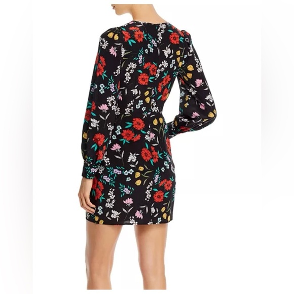 Yumi Kim Atika Black Floral Print Long Sleeve Mini Dress with Pockets- Size 2 - Picture 2 of 7